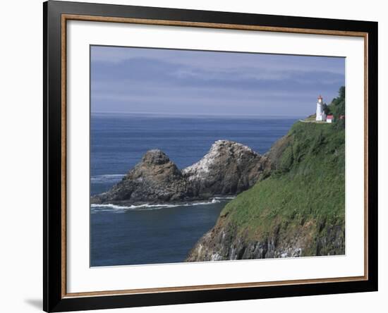 Heceta Head Lighthouse and Seastacks, Cape Sebestian, Oregon, USA-Merrill Images-Framed Photographic Print