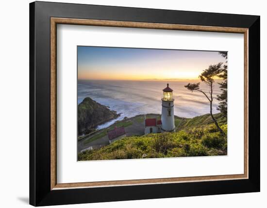 Heceta Head Lighthouse at sunset, Florence, Lane county, Oregon, United States of America-francesco vaninetti-Framed Photographic Print