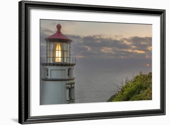 Heceta Head Lighthouse at Sunset Near Florence, Oregon, USA-Chuck Haney-Framed Photographic Print