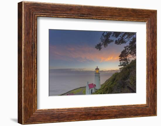 Heceta Head Lighthouse at Sunset Near Florence, Oregon, USA-Chuck Haney-Framed Photographic Print