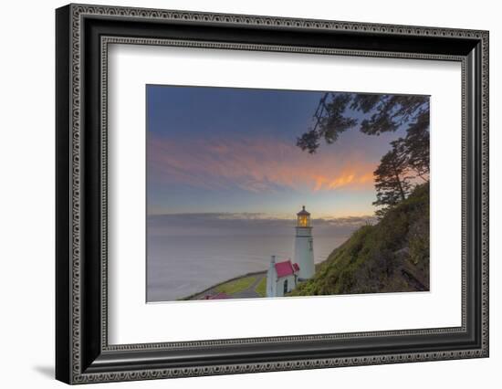 Heceta Head Lighthouse at Sunset Near Florence, Oregon, USA-Chuck Haney-Framed Photographic Print