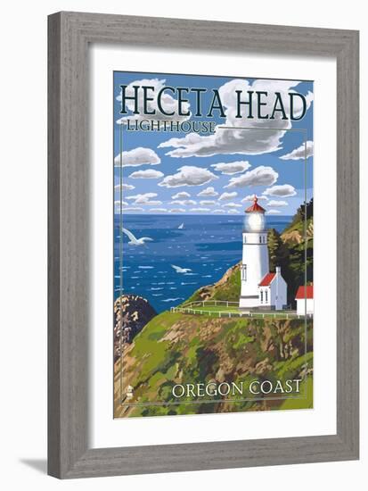 Heceta Head Lighthouse - Oregon Coast-Lantern Press-Framed Art Print