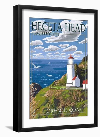 Heceta Head Lighthouse - Oregon Coast-Lantern Press-Framed Art Print