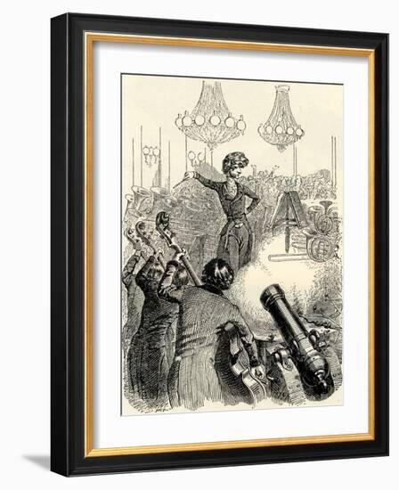 Hector Berlioz conducting orchestra-Hippolyte Flandrin-Framed Giclee Print