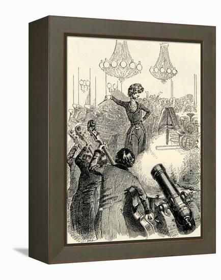 Hector Berlioz conducting orchestra-Hippolyte Flandrin-Framed Premier Image Canvas