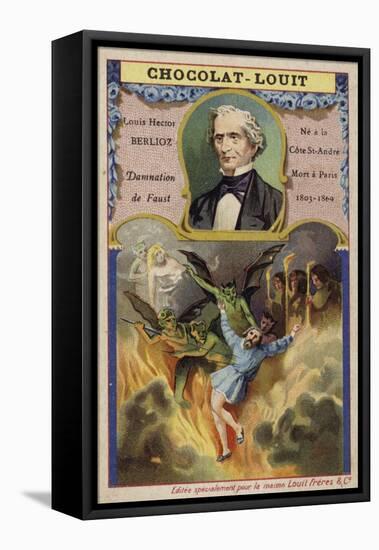 Hector Berlioz, French Composer, and a Scene from His La Damnation De Faust-null-Framed Premier Image Canvas