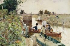 Boaters in a Lock on the Thames-Hector Caffieri-Framed Giclee Print