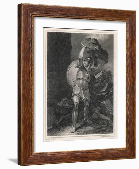 Hector Trojan Hero Heaves a Huge Boulder at the Greek Camp-Henry Singleton-Framed Art Print