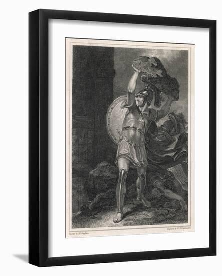 Hector Trojan Hero Heaves a Huge Boulder at the Greek Camp-Henry Singleton-Framed Art Print