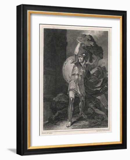 Hector Trojan Hero Heaves a Huge Boulder at the Greek Camp-Henry Singleton-Framed Art Print