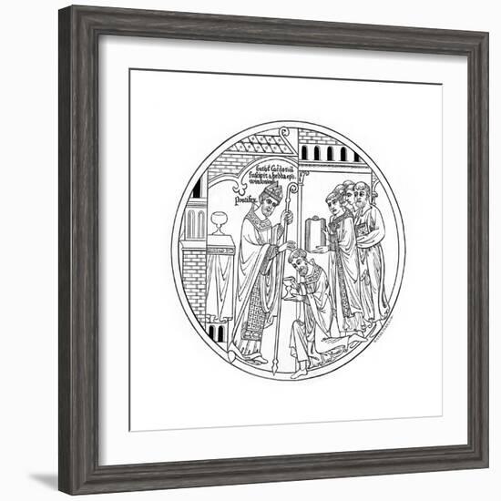 Hedda of Winchester Consecrates St Guthlac, Late 12th Century-Henry Shaw-Framed Giclee Print
