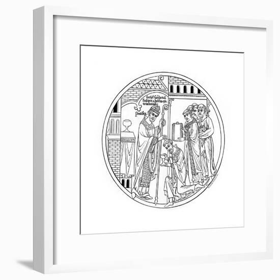 Hedda of Winchester Consecrates St Guthlac, Late 12th Century-Henry Shaw-Framed Giclee Print