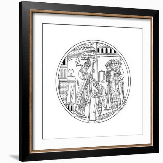 Hedda of Winchester Consecrates St Guthlac, Late 12th Century-Henry Shaw-Framed Giclee Print