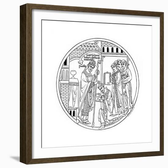 Hedda of Winchester Consecrates St Guthlac, Late 12th Century-Henry Shaw-Framed Giclee Print