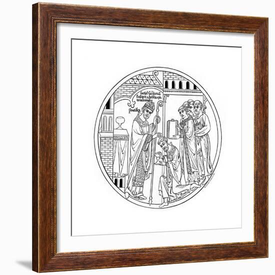 Hedda of Winchester Consecrates St Guthlac, Late 12th Century-Henry Shaw-Framed Giclee Print