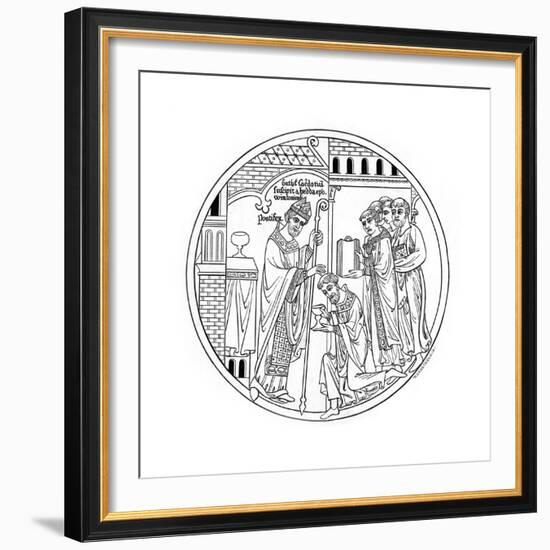 Hedda of Winchester Consecrates St Guthlac, Late 12th Century-Henry Shaw-Framed Giclee Print