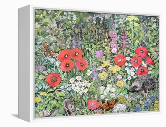 Hedgehog Amongst the Flowers-Hilary Jones-Framed Premier Image Canvas