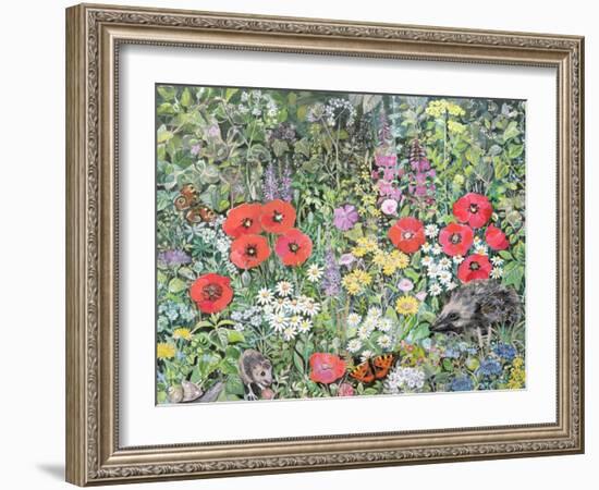 Hedgehog Amongst the Flowers-Hilary Jones-Framed Giclee Print