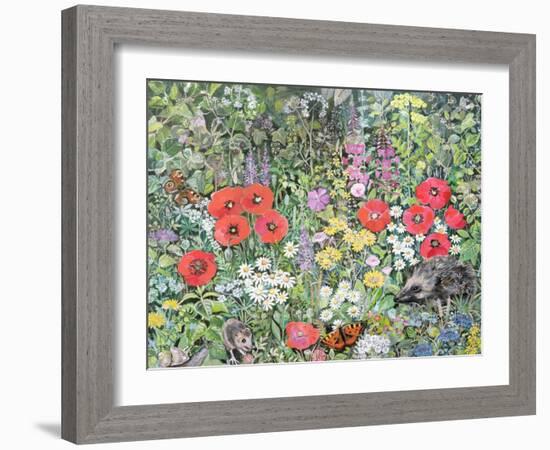 Hedgehog Amongst the Flowers-Hilary Jones-Framed Giclee Print