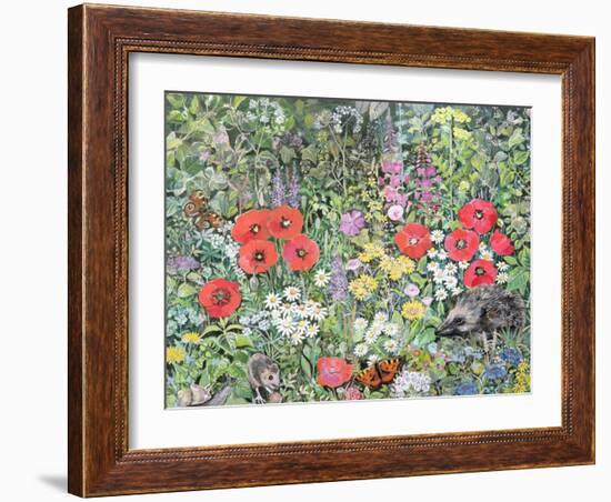 Hedgehog Amongst the Flowers-Hilary Jones-Framed Giclee Print