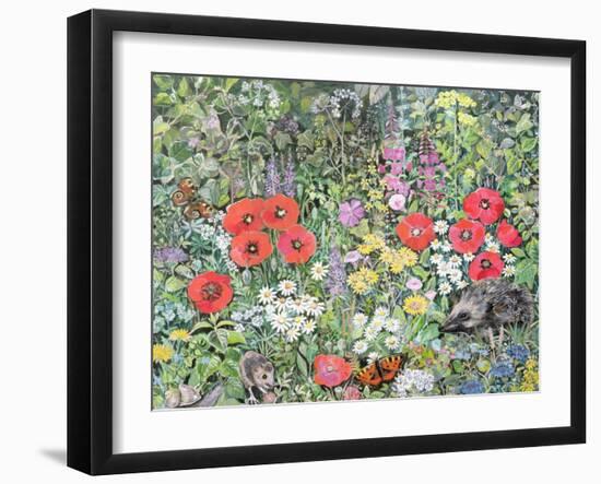 Hedgehog Amongst the Flowers-Hilary Jones-Framed Giclee Print