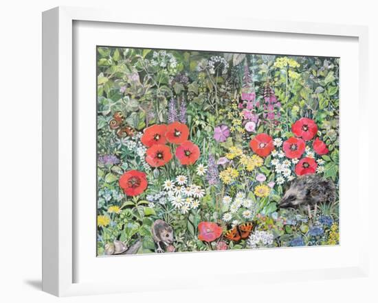 Hedgehog Amongst the Flowers-Hilary Jones-Framed Giclee Print