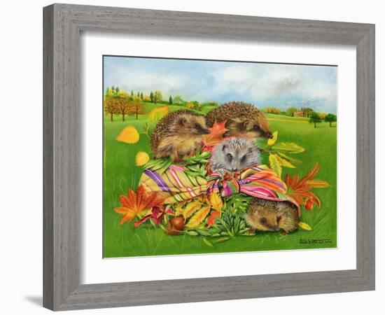 Hedgehogs Inside Scarf, 2000-E.B. Watts-Framed Giclee Print