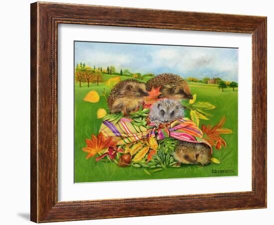 Hedgehogs Inside Scarf, 2000-E.B. Watts-Framed Giclee Print