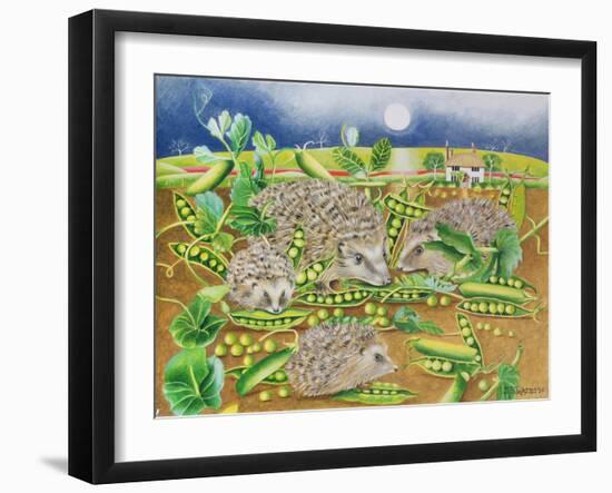 Hedgehogs with Peas Beside a Poppy Field at Night, 1994-E.B. Watts-Framed Giclee Print