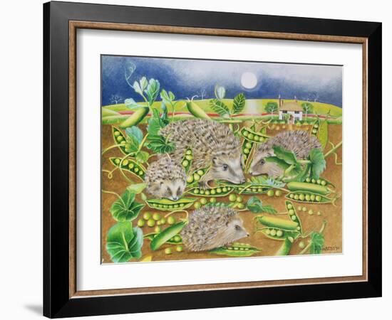 Hedgehogs with Peas Beside a Poppy Field at Night, 1994-E.B. Watts-Framed Giclee Print