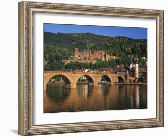 Heidelberg Castle, Alte Brucke and the River Neckar, Heidelberg, Baden Wurttemberg, Germany-Gavin Hellier-Framed Photographic Print