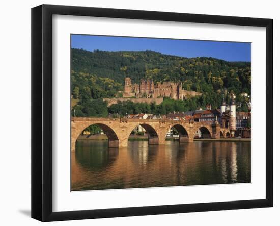 Heidelberg Castle, Alte Brucke and the River Neckar, Heidelberg, Baden Wurttemberg, Germany-Gavin Hellier-Framed Photographic Print