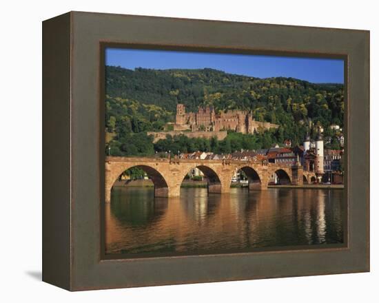 Heidelberg Castle, Alte Brucke and the River Neckar, Heidelberg, Baden Wurttemberg, Germany-Gavin Hellier-Framed Premier Image Canvas