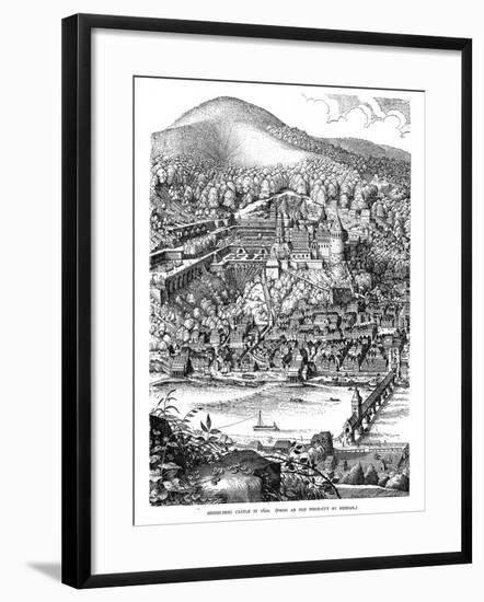 Heidelberg Castle and Town Viewed across the Neckar River, Germany, in 1620-null-Framed Giclee Print