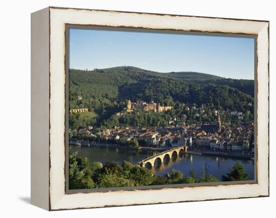 Heidelberg, Including the River Neckar and Heidelberg Castle, Baden Wurttemberg, Germany-Hans Peter Merten-Framed Premier Image Canvas