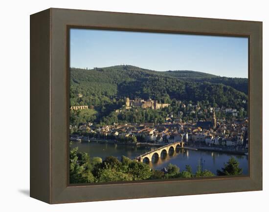 Heidelberg, Including the River Neckar and Heidelberg Castle, Baden Wurttemberg, Germany-Hans Peter Merten-Framed Premier Image Canvas