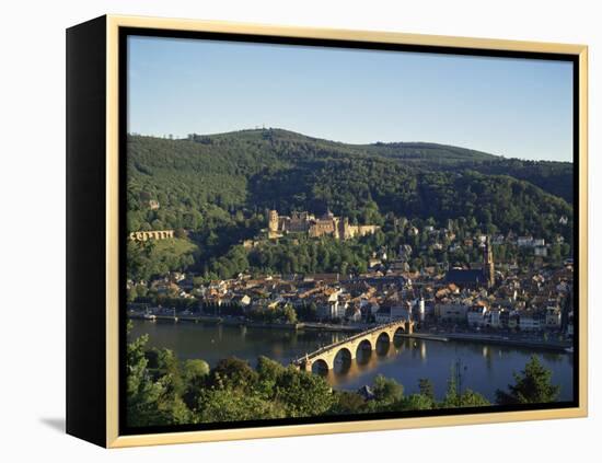 Heidelberg, Including the River Neckar and Heidelberg Castle, Baden Wurttemberg, Germany-Hans Peter Merten-Framed Premier Image Canvas