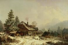 The Old Mill in Winter-Heinrich Burkel-Giclee Print