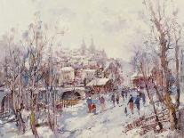 Winter Scene in a French Cathedral Town-Heinrich Hansen-Framed Giclee Print