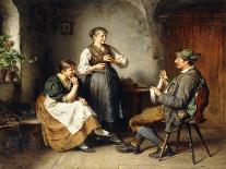 Three Figures in an Interior (Oil on Canvas)-Heinrich Hirt-Giclee Print