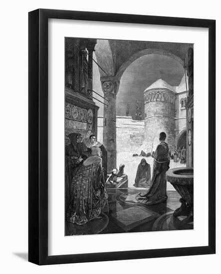 Heinrich IV at Canossa-Alphonse Mucha-Framed Art Print