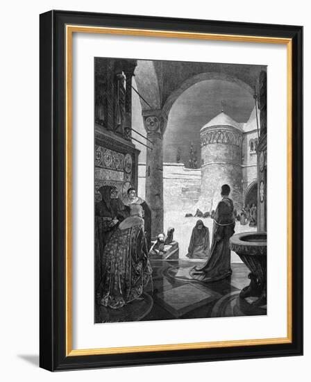 Heinrich IV at Canossa-Alphonse Mucha-Framed Art Print