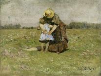 In Mother's Arms (Wife and Daughter of the Artist in Dachau), 1886 (Painting)-Heinrich Johann von Zugel-Premier Image Canvas