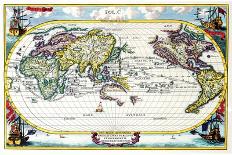 World Map with Magellan's Circumnavigation, 1702-1703-Heinrich Scherer-Mounted Giclee Print