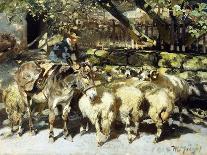 A Shepherd with his Flock-Heinrich Zugel-Premier Image Canvas