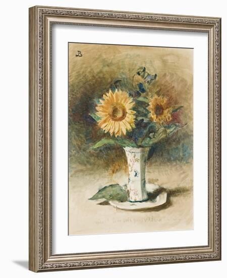 Hélas! Je ne suis pas Van Dyck: two sunflowers in a vase-Leon Joseph Florentin Bonnat-Framed Giclee Print