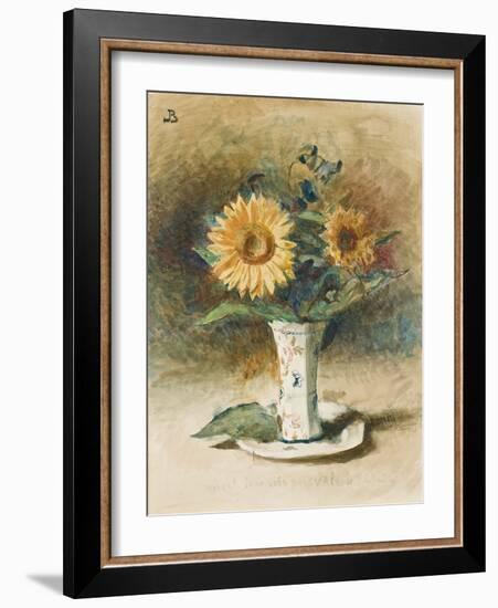 Hélas! Je ne suis pas Van Dyck: two sunflowers in a vase-Leon Joseph Florentin Bonnat-Framed Giclee Print