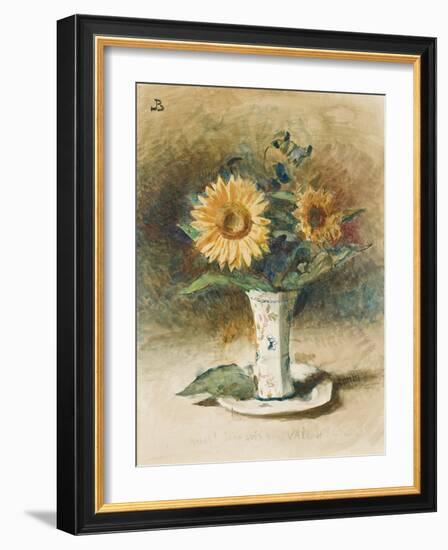 Hélas! Je ne suis pas Van Dyck: two sunflowers in a vase-Leon Joseph Florentin Bonnat-Framed Giclee Print