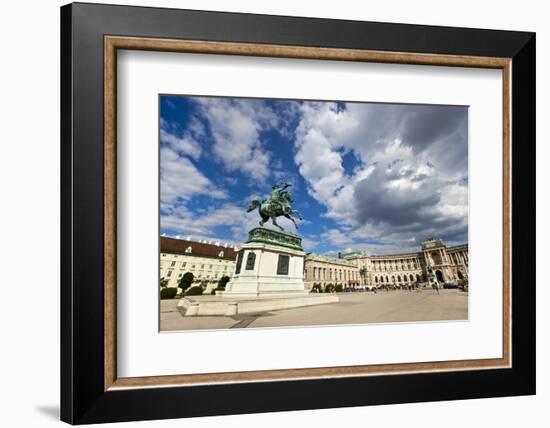 Heldenplatz, Hofburg, Neue Burg section, equestrian statue of Archduke Charles of Austria, Duke of-John Guidi-Framed Photographic Print