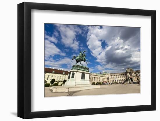 Heldenplatz, Hofburg, Neue Burg section, equestrian statue of Archduke Charles of Austria, Duke of-John Guidi-Framed Photographic Print